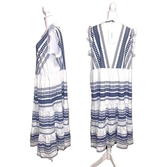 NEW WT - BloomChic Blue Multicolored Maxi Dress with Pockets Size 10 - Picture 2 of 12